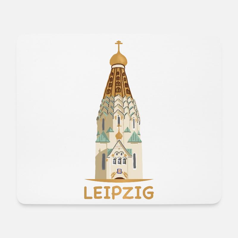 Leipzig, Russische Gedächtniskirche, Zeichnung - Mousepad (Querformat) - Weiß