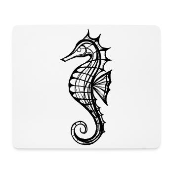 Seahorse – Line Art in Black and White - Mouse Pad (horizontal) - white - Front