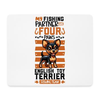 Pêche et Toy Terrier anglais - Tapis de souris (format paysage) - blanc - Devant