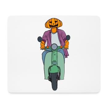 Kürbisfahrer auf Mint Scooter - Mousepad (Querformat) - Weiß - Vorne