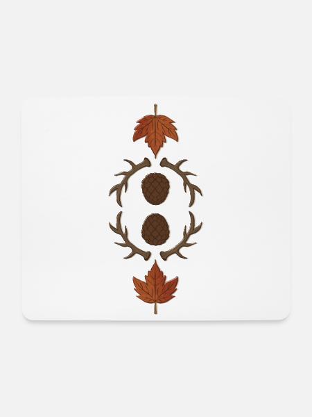 Herbst Tannenzapfen Geweih Ahornblatt - Mousepad (Querformat) - Weiß