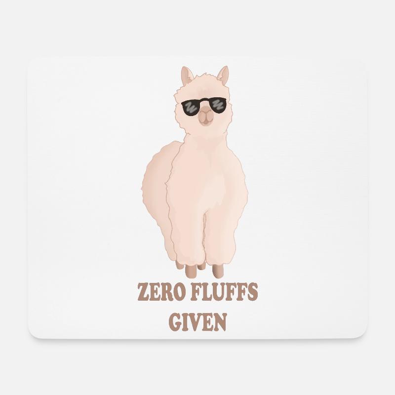 Zero Fluffs Given – Fluffy Alpaca with Sun Brush - Mouse Pad (horizontal) - white