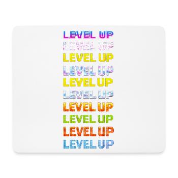Level Up Neon Typography - Mouse Pad (horizontal) - white - Front