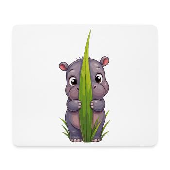 Nilpferd im Grasblick - Mousepad (Querformat) - Weiß - Vorne