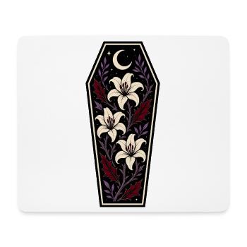 Gothic Coffin with Lilies and Moon - Mouse Pad (horizontal) - white - Front