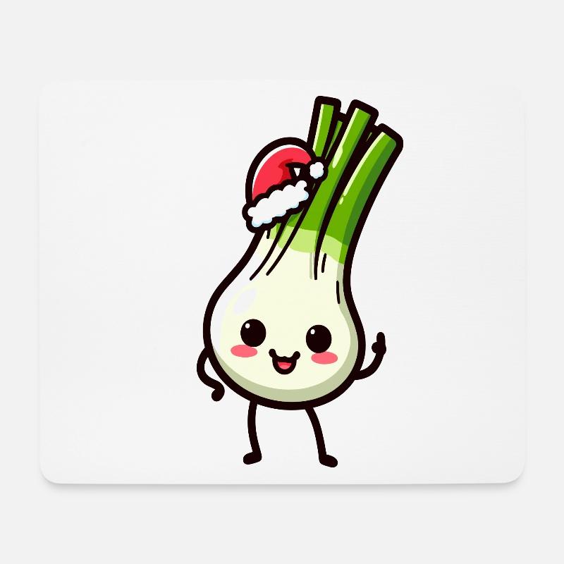 Nikolauch Kawaii Lauch - Mousepad (Querformat) - Weiß