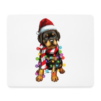 Noël Rottweiler Noël Père Noël Mignon Chien Cadeau - Tapis de souris (format paysage) - blanc - Devant