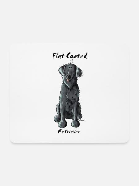 Witziger Flat Coated Retriever - Hund - Mousepad (Querformat) - Weiß