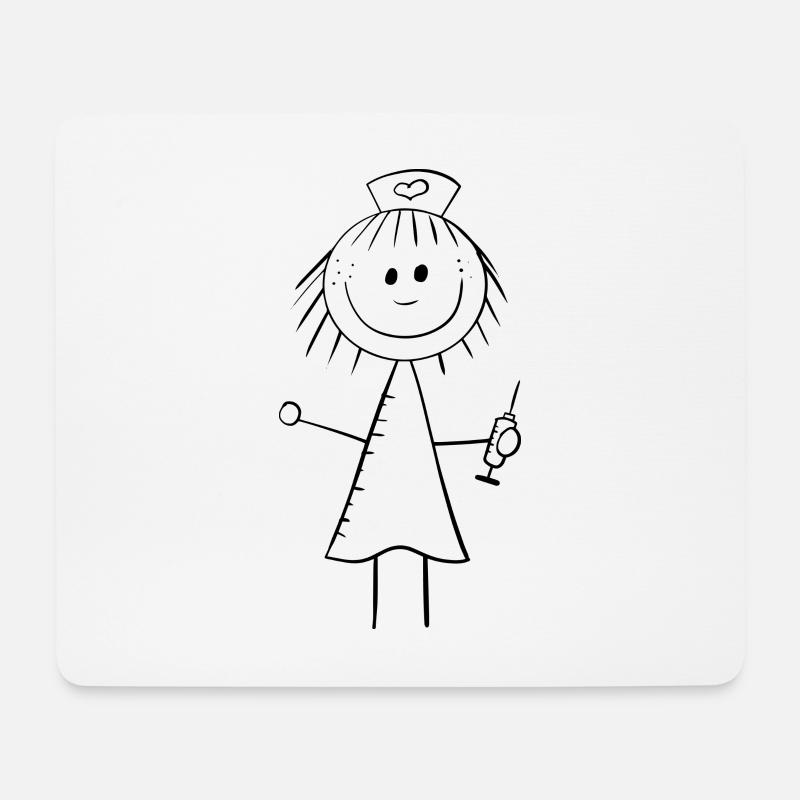 Lustiges Krankenschwester Strichmännchen - Mousepad (Querformat) - Weiß