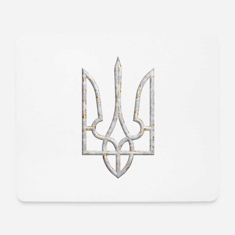Ukraine Wappen Gerfalke Trident Dreizack Marmor 2 - Mousepad (Querformat) - Weiß