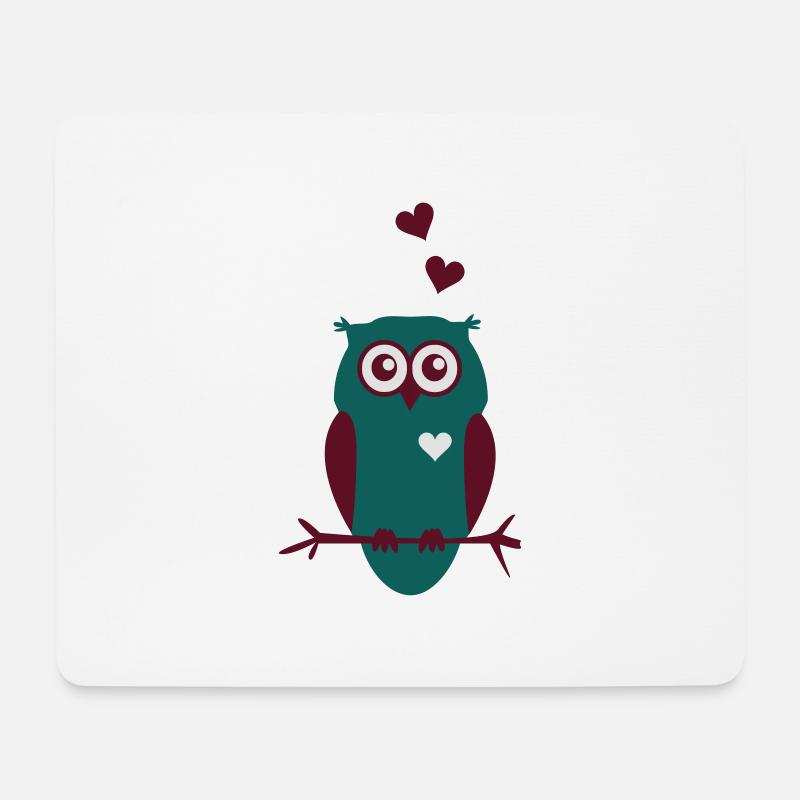 Eule mit Herzen - Mousepad (Querformat) - Weiß