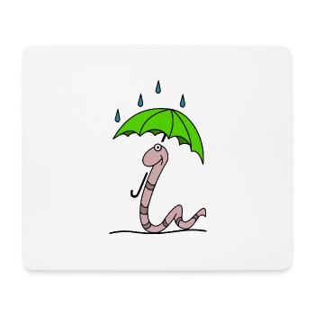 Worm with umbrella - Mouse Pad (horizontal) - white - Front
