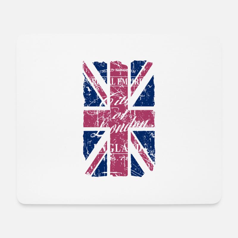 Union Jack - London - Vintage Look - Mousepad (Querformat) - Weiß