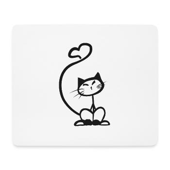 Happy Le Chat Coeur noir - Tapis de souris (format paysage) - blanc - Devant