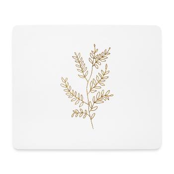 Gold Foliage Flora Line Art - Mouse Pad (horizontal) - white - Front