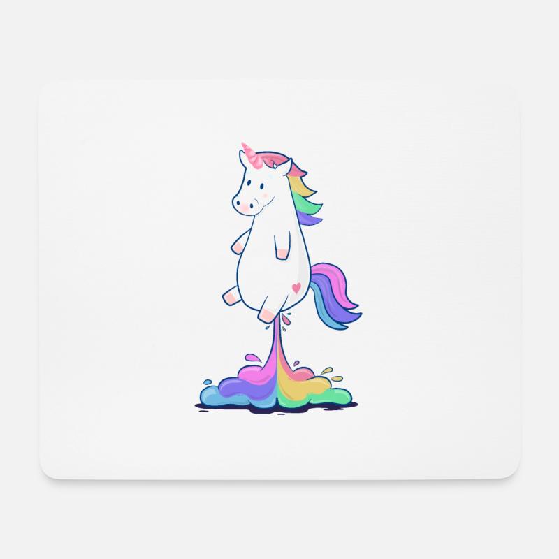 Pupsendes Regenbogen Einhorn - Mousepad (Querformat) - Weiß