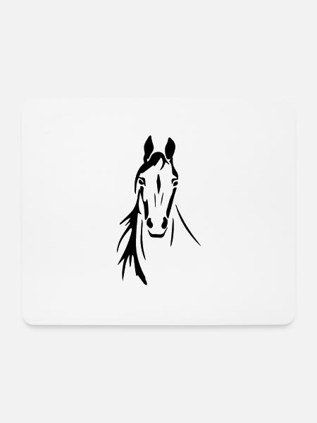 Pferdekopf Herz Pferd Reiterin Pferdesport - Mousepad (Querformat) - Weiß