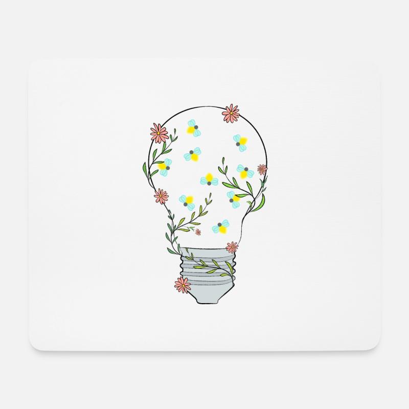 Floral Light Bulb - Mouse Pad (horizontal) - white