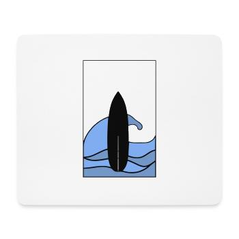 T-Shirt Surf Board with Wave in Frame - Mouse Pad (horizontal) - white - Front