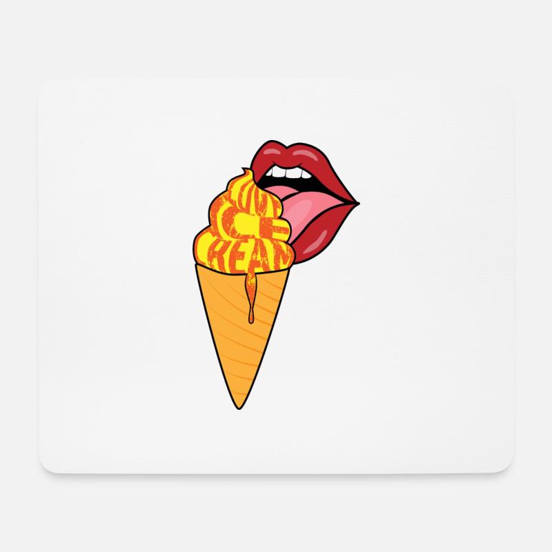 Love Ice Cream Pfirsich Marille mit Mund - Mousepad (Querformat) - Weiß