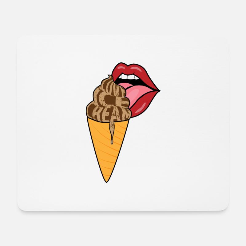 Love Ice Cream Schoko Kaffee Nuss mit Mund - Mousepad (Querformat) - Weiß