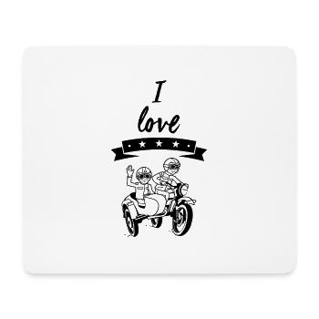 I love Ural Side-cars motocyclistes - Tapis de souris (format paysage) - blanc - Devant