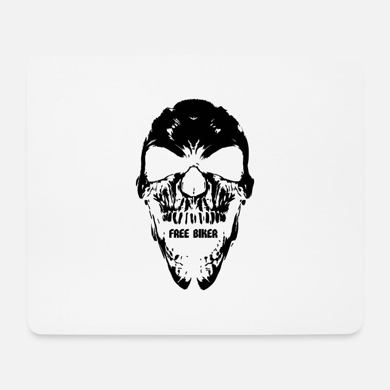 Totenkopf Free Biker - Mousepad (Querformat) - Weiß