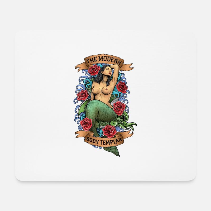 Water Mermaid Rose Tattoo - Mousepad (Querformat) - Weiß