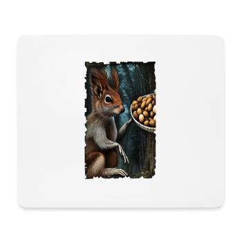 Cooles Comic-Porträt einer wilden roten Eichhörnchen-Nuss - Mousepad (Querformat) - Weiß - Vorne