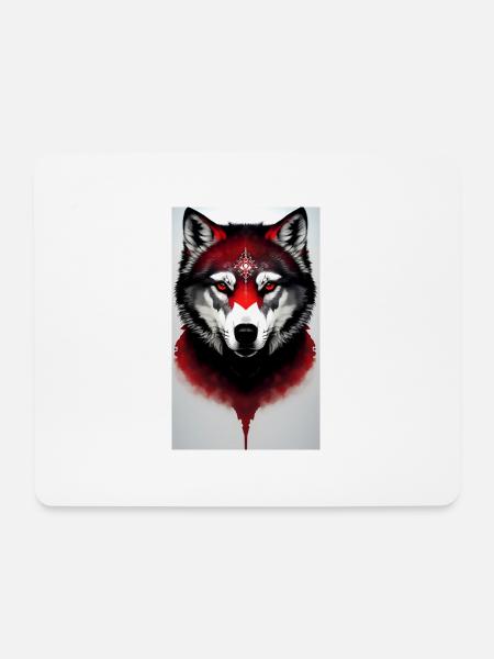 Roter Wolf - Mousepad (Querformat) - Weiß