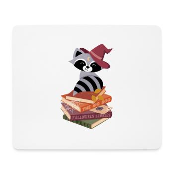 Raton laveur sur Halloween Book Stack - Tapis de souris (format paysage) - blanc - Devant