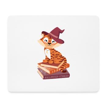 Tiger on Halloween Book Stack - Mouse Pad (horizontal) - white - Front