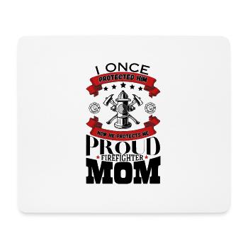 Maman pompier fière Je l’ai déjà protégé - Tapis de souris (format paysage) - blanc - Devant