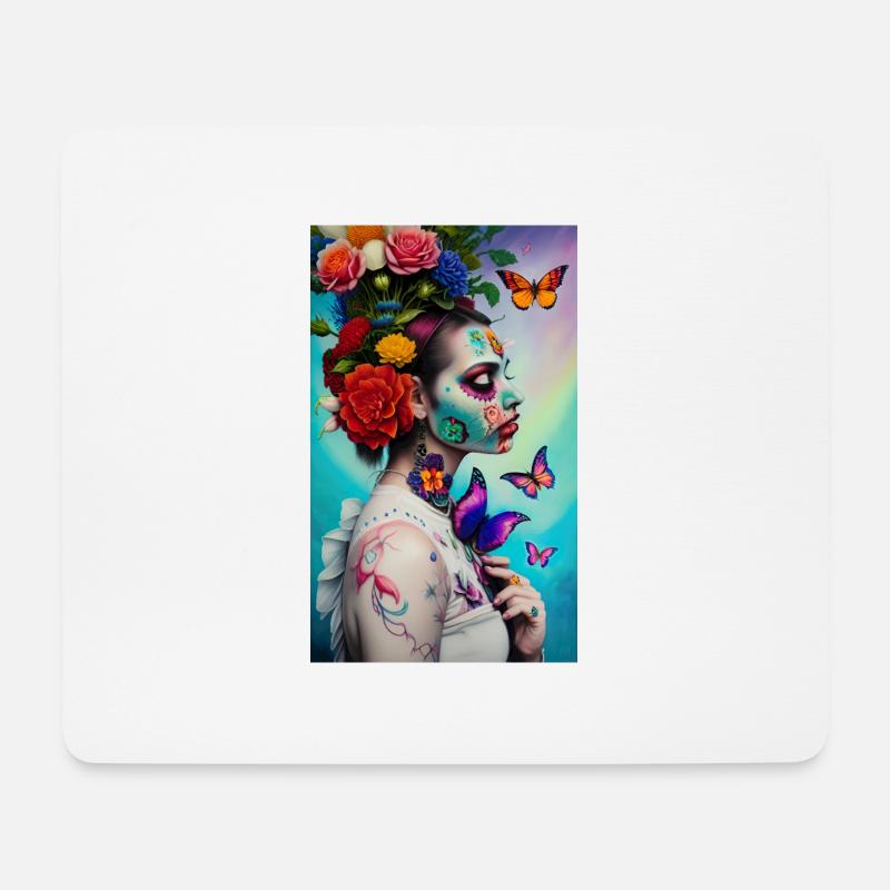 ARTWORK Flower Power Girl - Mousepad (Querformat) - Weiß