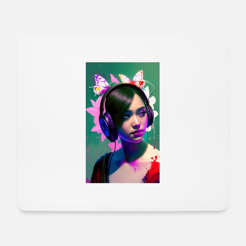 ARTWORK Headphones Girl Lea - Mousepad (Querformat) - Weiß