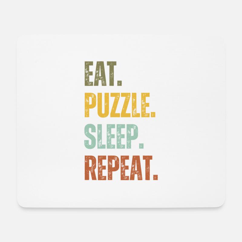 EAT PUZZLE SLEEP REPEAT - Mousepad (Querformat) - Weiß