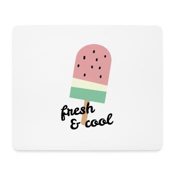 Popsicles à la pastèque avec slogan frais & cool - Tapis de souris (format paysage) - blanc - Devant
