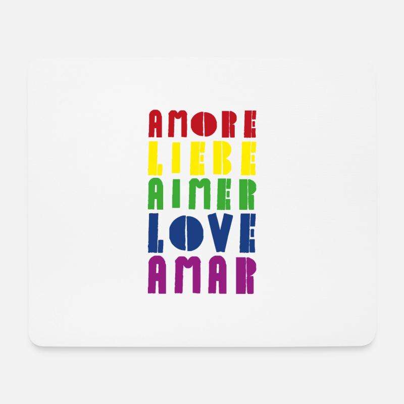 Love Rainbow Diverse Languages - Mouse Pad (horizontal) - white