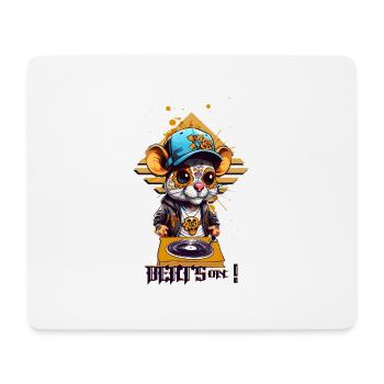 Rat DJ mignon - Tapis de souris (format paysage) - blanc - Devant