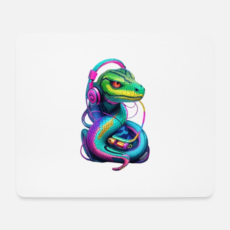 Schlangen-Graffiti-Musik - Mousepad (Querformat) - Weiß