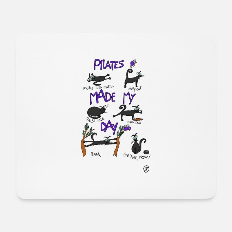 Squiti die schwarze Katze macht Pilates - Mousepad (Querformat) - Weiß