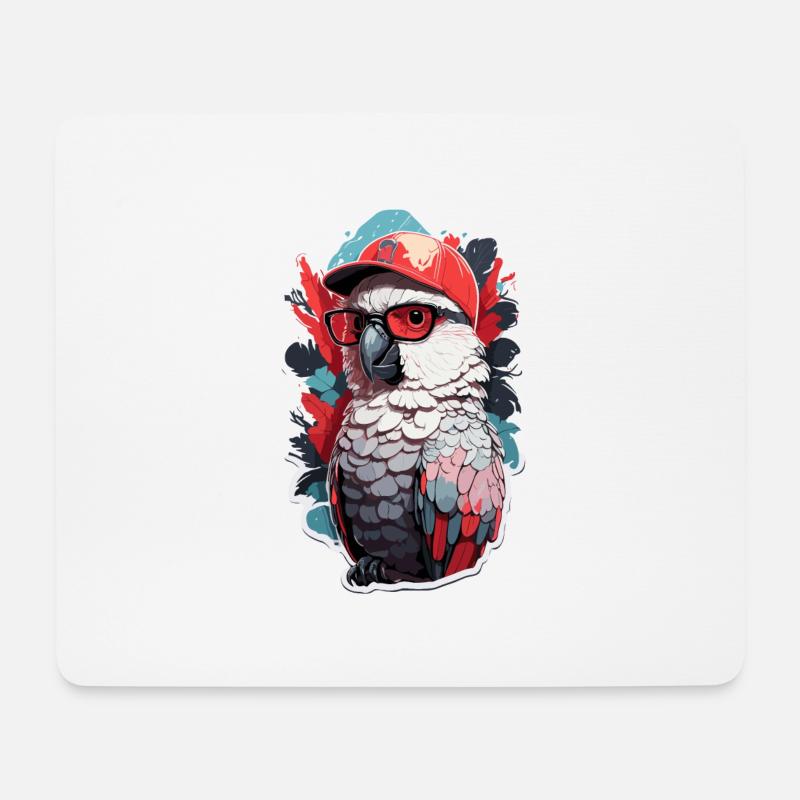 Kakadus Papagei Coole Sonnenbrille Baseballkappe - Mousepad (Querformat) - Weiß