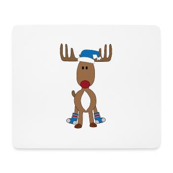 Lustiger Elch zu Weihnachten - Mousepad (Querformat) - Weiß - Vorne