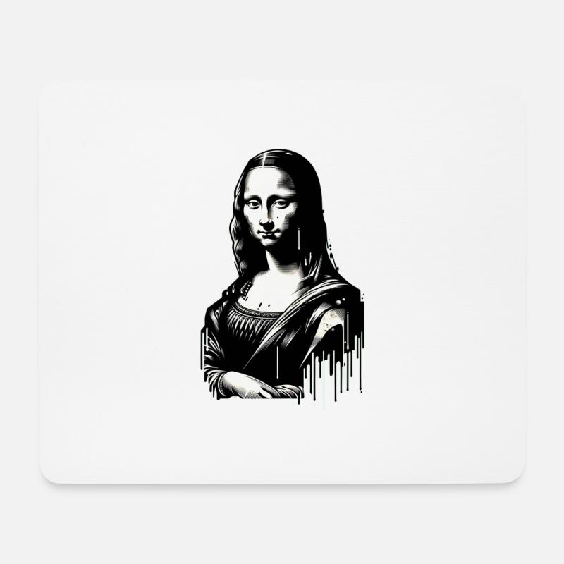 KI Mona Lisa Steetart Style - Mousepad (Querformat) - Weiß