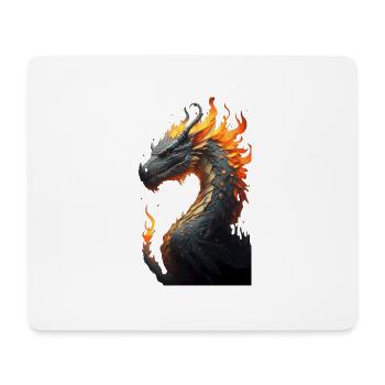 Drachenkopf mit Feuer - Mousepad (Querformat) - Weiß - Vorne