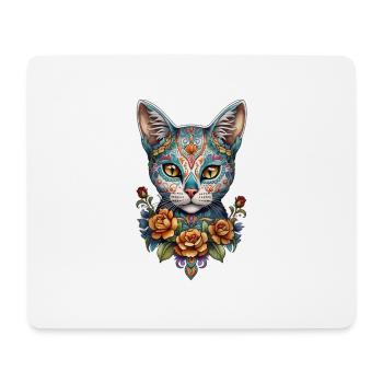Katze Mexiko - Dia de los Muertos - Mousepad (Querformat) - Weiß - Vorne