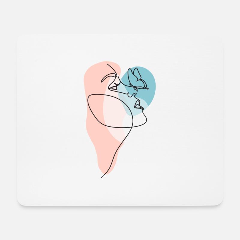 Schmetterlingslinie für Damen - Mousepad (Querformat) - Weiß