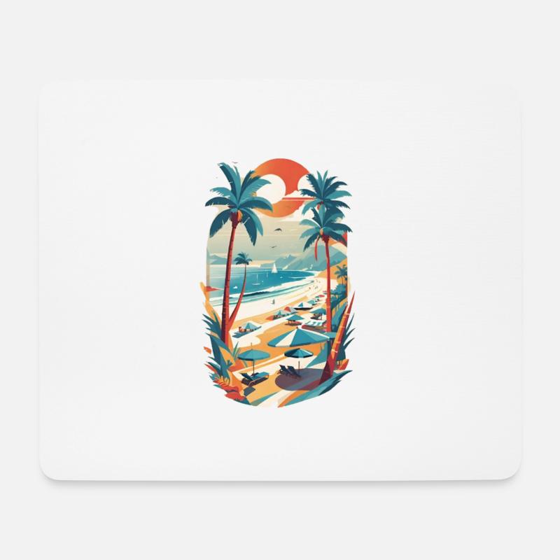 Retro-Strand-Vibes - Mousepad (Querformat) - Weiß