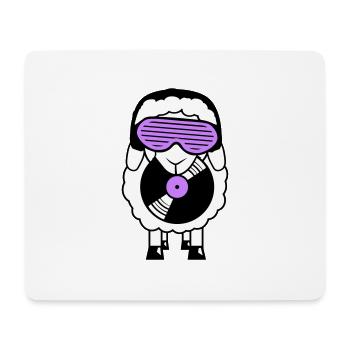 Cool DJ Sheep Vinyl Record Party Club Music Fun - Mouse Pad (horizontal) - white - Front