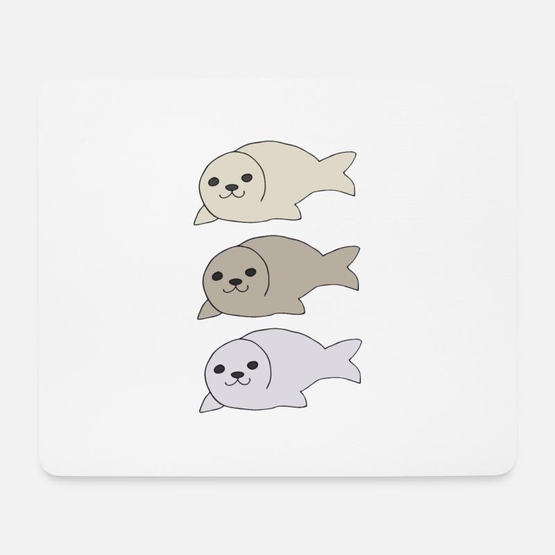 robbe dreifach - Mousepad (Querformat) - Weiß